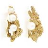 Image 6 : Vintage 14K Gold Cultured Pearl Textured Overlap Knot Clip On Statement Earrings