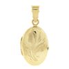 Image 1 : Classic Italian 14k Yellow Gold Engraved Floral Work Oval Locket Pendant