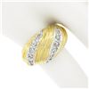 Image 7 : 18k Yellow Gold 0.56 ctw Pave Set Round Diamond Textured Grooved Bombe Band Ring