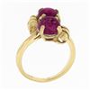 Image 7 : Vintage 14k Gold 3.50 ctw Round Cabochon Purple Pink Tourmaline Open Work Bow Ri