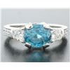 Image 5 : NEW 18k White Gold 3.91 ctw Oval Brilliant Blue Zircon Diamond Accents Ring Sz 6