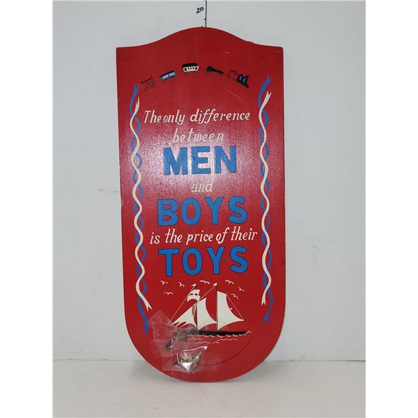 The Difference Boys and Men Wooden Sign (with Rooster hanging hooks)