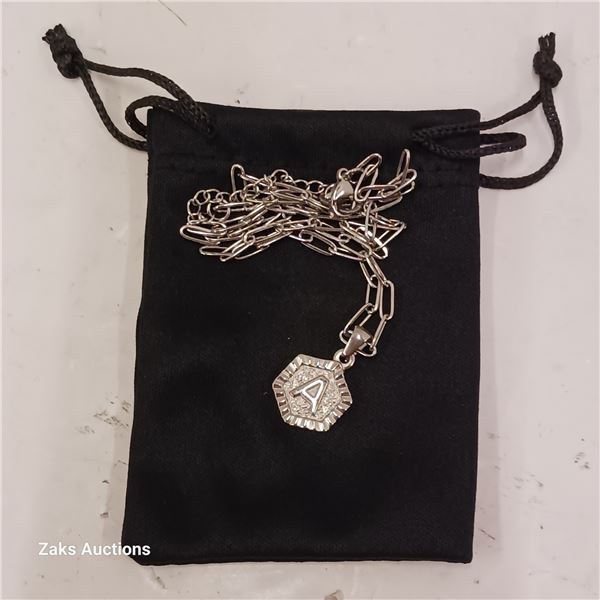 Letter A Pendant on a Paperclip Chain (Untested - Consignor Not Specified)