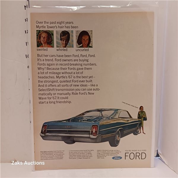 Unclaimed Lot - Vintage 1967 Ford Magazine Ad - Bagged & Boarded