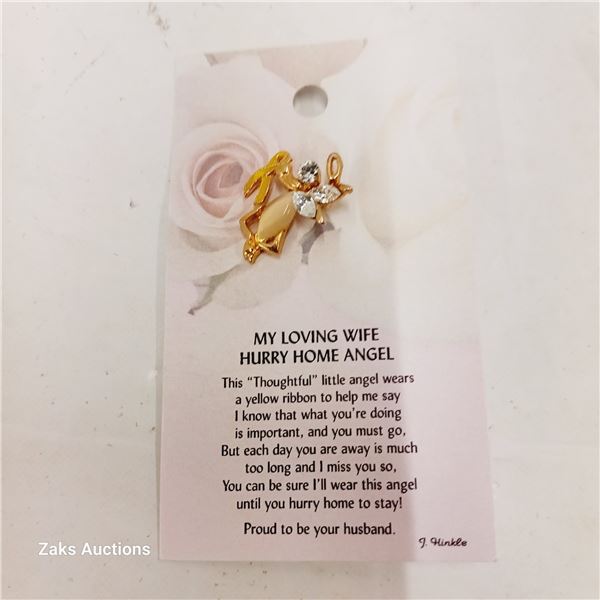 My Loving Wife Hurry Home Angel Carded Pin