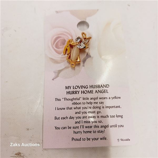 My Loving Husband Hurry Home Angel Carded Pin