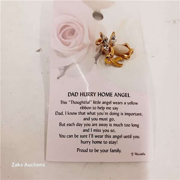 Dad Hurry Home Angel Carded Pin