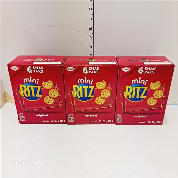 Lot of 3 Boxes of Mini Ritz Crackers - BB 2023 AU 27