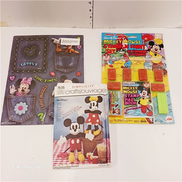 Lot of 3 Mickey Mouse Items -New Gift Box | Vintage Sewing Patterns | Stamp 'n' Print - Unpaid Order