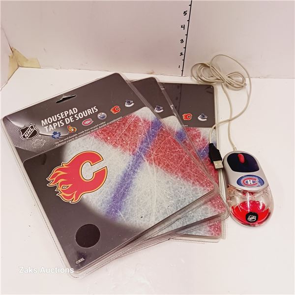 3 New NHL Calgary Flames Mousepads + Liquid Flames Mouse - Unpaid Order
