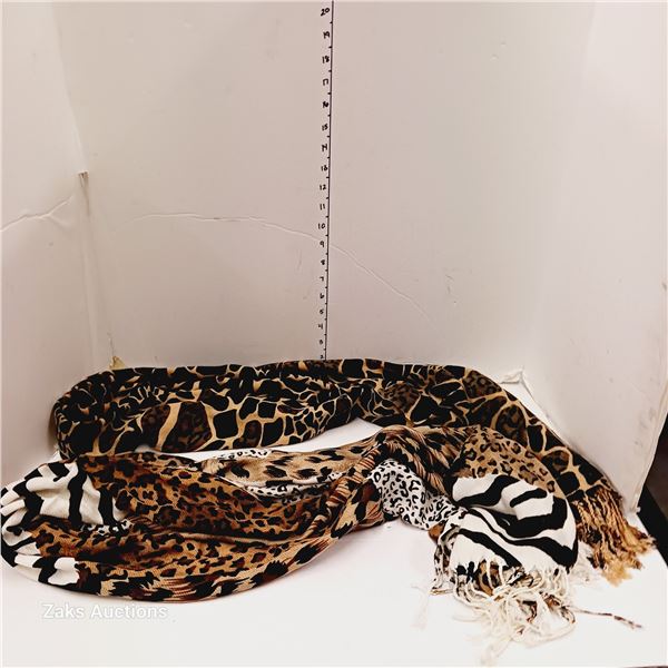 Pair of Ladies Pashmina Leopard Print Fashion Scarves