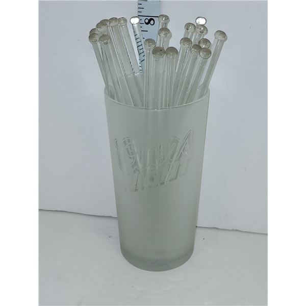 Coors Light Glass with 20 Glass Swizzle Sticks