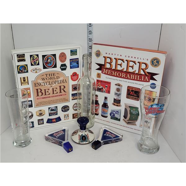 Alcohol Collectors Lot - Hardcover Books, Coors Light Taps +