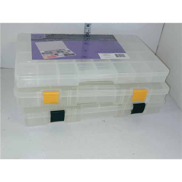 Lot of 3 Plastic Organizer Boxes - Crafts, Lures, Coins Etc