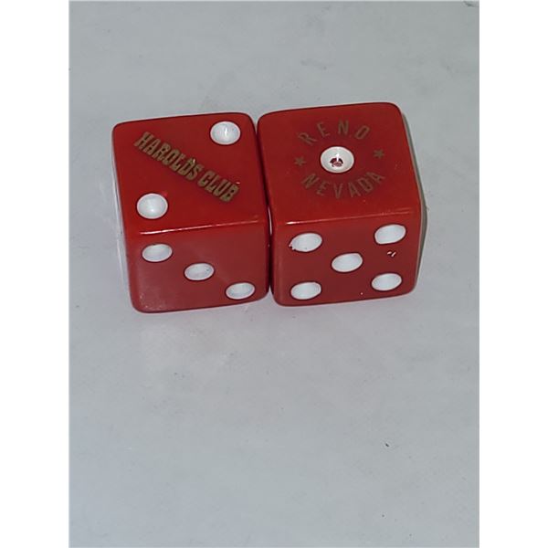 Pair of Vintage Harolds Club Reno Nevada Official Red Dice (not the souvenir ones)