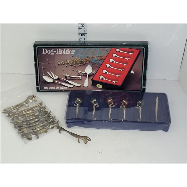 Large Lot of 17 Silver Plated Daschund Dog Utensil Rests