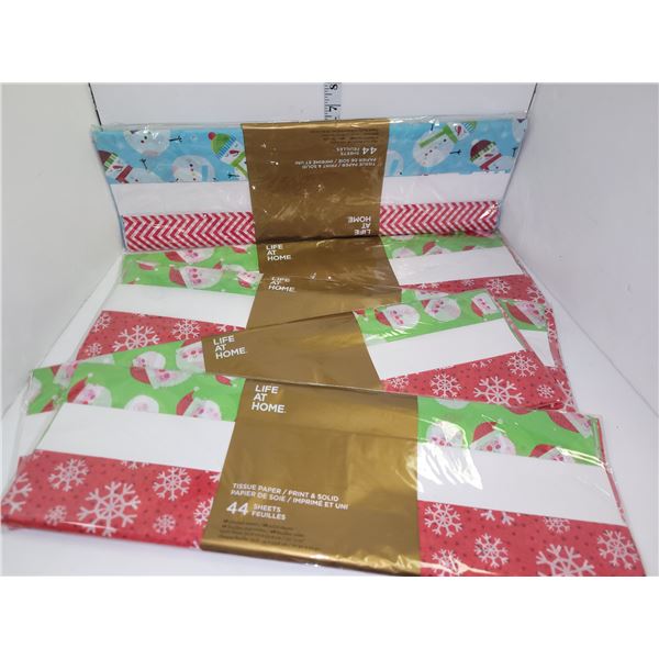 Lot of 5 New 44 Long Sheets of Christmas Tissue Paper