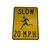 Image 1 : Vintage Embossed Heavy Steel Slow 20 Mph Kids Motif Sign