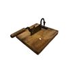 Image 1 : Antique Wooden Chopping Block With Attached Swivel Cleaver
