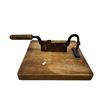 Image 2 : Antique Wooden Chopping Block With Attached Swivel Cleaver
