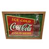 Image 1 : 1930'S Ice Cold Coca-Cola Sold Here Embossed Tin Sign In Oak Frame