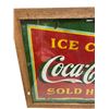 Image 2 : 1930'S Ice Cold Coca-Cola Sold Here Embossed Tin Sign In Oak Frame