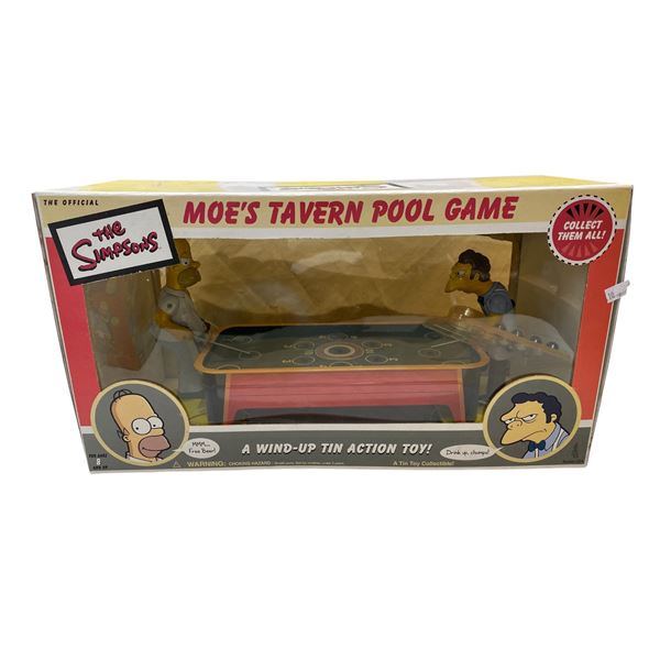 The Simpsons Moe's Tavern Pool Game Wind-Up Tin Action Toy