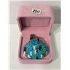 Image 1 : Turquoise + Stone Mosaic Sea Shell Pendant