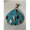 Image 2 : Turquoise + Stone Mosaic Sea Shell Pendant