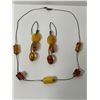 Image 1 : Amber + 925 Silver Necklace & Earring Set