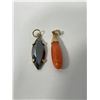 Image 1 : 14K Gold Coral Pendant & 10K Gold Alaskan Black Diamond Pendant