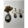 Image 1 : Alaskan Black Diamond Gold-Fill Necklace & Earrings Set