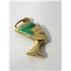 Image 1 : 14K Gold Enamel Nefertiti Pendant
