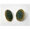 Image 1 : Jade And Gold Nugget Clip-On Earrings