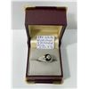 Image 1 : 18K White Gold, Onyx, & 1/2 Carat Rose Cut Diamond Ring