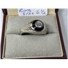 Image 2 : 18K White Gold, Onyx, & 1/2 Carat Rose Cut Diamond Ring