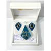 Image 1 : Gold Nugget In Blue Resin Pin And Earring Set "God Is Love"