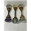 Image 2 : 3 Vintage Glass Handled Door Knobs, 1 Purple Glass
