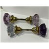 Image 1 : 2 Vintage Purple Glass Handled Door Knobs