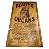 Image 1 : Vintage Beattys Organs Framed Wood Advertising Sign