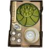 Image 3 : Box Full Of Assorted Collectibles, Brass Teapot, Salt And Peppers, Shades, Bowls & Platters