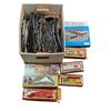 Image 1 : Box Full Of Assorted Model Train Equipment, Tracks, Carts, Etc..