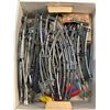Image 2 : Box Full Of Assorted Model Train Equipment, Tracks, Carts, Etc..