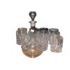 Image 1 : Vintage Etched Glass Decanter With 11 Cut Glass Cups