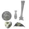 Image 1 : Assorted Collectibles, Hammersley Heart Shaped Trinket Box, Glass Vases, Glass Bowl & Desktop Clock