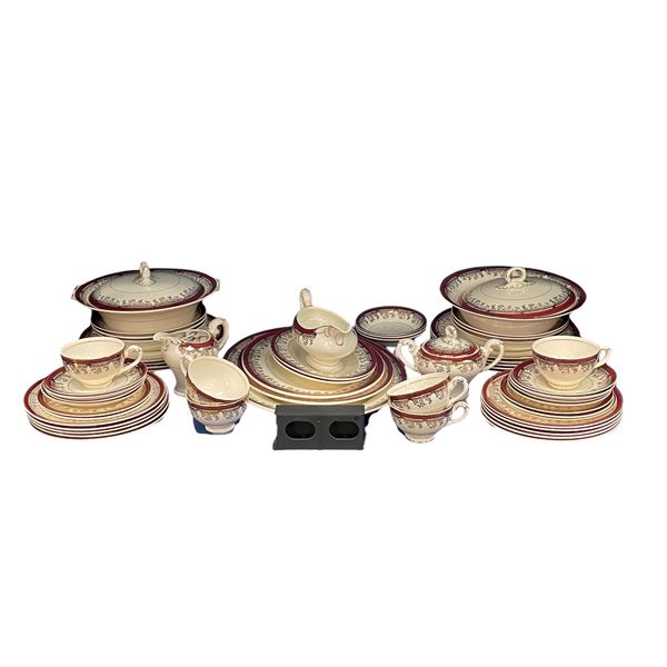 Assorted Partial Place Setting "Royalty" Tea Cups, Saucers, Creamer, Plates, Bowls, Etc..