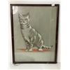 Image 1 : Framed Drawing Of Cat, Signed Bel Cameron