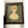 Image 1 : Vintage Framed Silk Screen Of Lady