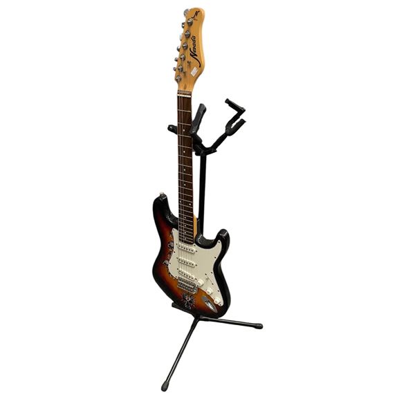 Nevada Electric Guitar With Hand Painted Skulls, With Guitar Stand