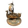 Image 2 : Vintage Hand Hammered Copper Viking Ship Candle Stick Holder